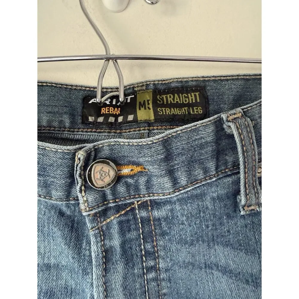 Ariat Rebar M4 Relaxed Boot Jeans Mens 40x32 Dark Wash Work Western Actual 39x31
